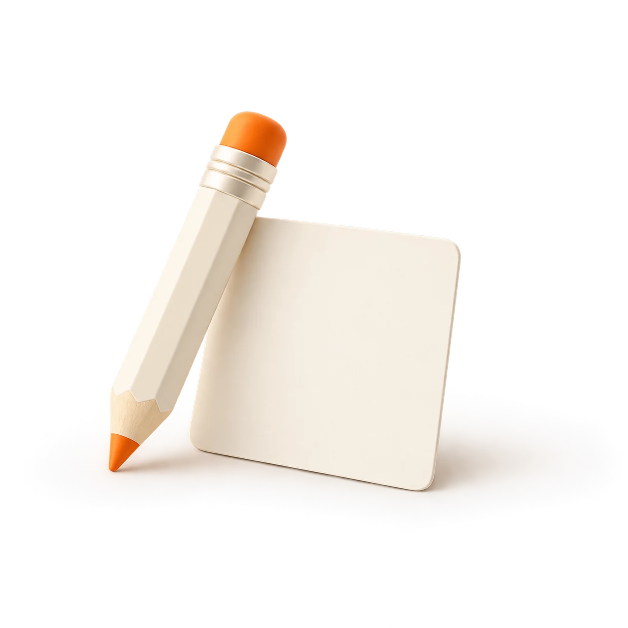 Ivory pencil and note card with orange accents